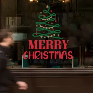 Custom Christmas Festival Atmosphere Transparent Glass Static Cling Window Decorative Letter Decal Sticker