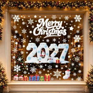 Custom Christmas PVC Static Window Stickers Removable Cling Decals for Holiday Home Decoration & Glass