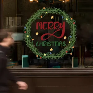 Custom Christmas Vinyl Decal Sticker UV Printed Removable Static Cling Glass Gel Art Glass Wall Window Decal