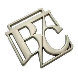 Custom Chrome Plating Clothes Accessory Metal Plates 3 Holes Hollow Metal Sewing Tag for Jacket