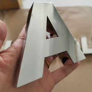 Custom Chrome Silver 3D Alphabet Built up Mirror Stainless Steel Letters Sign Metal Office Reception Logo Signage Wall Sign