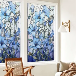 Custom Clear Frosted PVC Vinyl Stickers Self Adhesive Static Cling Glass Window Film Matte Flower Poster Materials