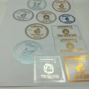 Custom Clear Transparent PVC Self Adhesive Silver Foil Blue Gold Foil Cosmetic Sticker Label
