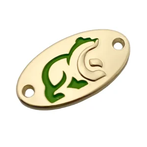Custom Clothing Accessories Oval Logo Tags and Hollow Letter Sewing Plates Zinc Alloy Swimwear Accessory Label for Coats