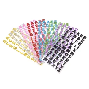 Custom Color Crystal Letter Rhinestone Glitter Gem Alphabet Stickers