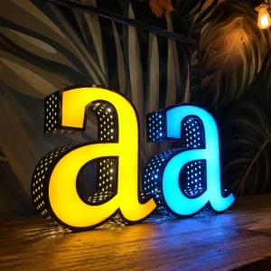 Custom Colorful LED Channel Letters Perforated Metal 3D Illuminated Alphabet Logo Sign for Storefront Bar and Events