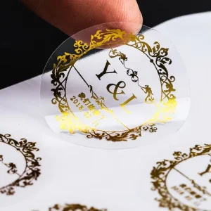 Custom Copper PVC Vinyl Adhesive Waterproof Transparent Barcode Die Cut Sticker for Candle Craft Photo Frame Use
