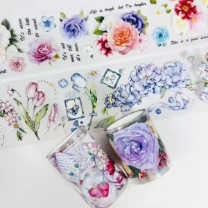 Custom Crafts Clear Gloss PVC Tape PET Transparent Gold Foil Die Cut Adhesive Sticker for Scrapbook Journal
