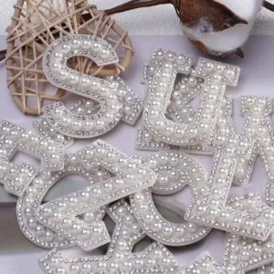 Custom Crystal Letters Pearl Alphabet Letters Patches for Clothing Accessories