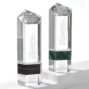 Custom Crystal Marble Trophy Personalized Engraved Tower Plaque for Corporate Excellence Annual Gala Recognition Ceremony