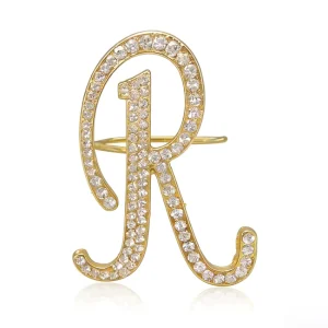 Custom Crystal Metal Gold Silver Initial Letter Crystal Rhinestone Napkin Rings for Wedding Decoration