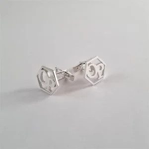 Custom Cufflinks Manufacturer Custom Hollow Letter Hexagon Cufflinks Gold Plated Personalized for Mens Gift