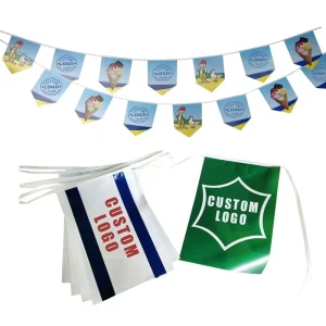 Custom Decorative Hanging Bunting Triangle Pennant String Flags A5 Triangles Flag Colorful Pennants String Flag