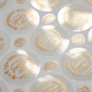 Custom Decorative Sticker Gold Foil Stamping Sticker Sheet Transparent Label