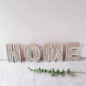 Custom Design A-Z Carved Wooden 3D Letters Engraving Type Ornament Crafts for Home Wedding Decoration Colorful Wood Letters