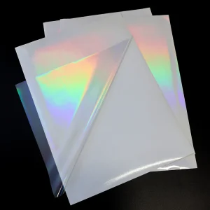 Custom Design Clear Self Adhesive PET Transparent Holographic Rainbow Film for Lamination 3d Glossy Laminating Film