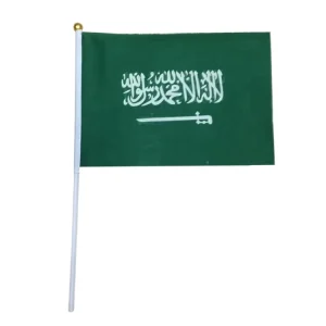 Custom Design Eco Friendly Durable Saudi Arabia Hand Shaking Waving Printed Polyester Flag with Bamboo Pole