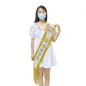 Custom Design Eco-Friendly Polyester Digital Printed Happy Birthday Beauty Pageant Ribbon Body Sash