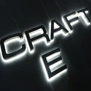 Custom Design LED Sign Acrylic Brushed Silver Channel Letter 3D Backlit Signage Reverse Lit Metal Shopfront Sign