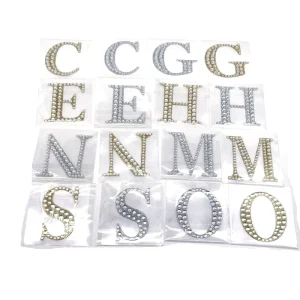 Custom Design Rhinestone Letters Number Sticker Alphabet Letter A-Z Sticker With Glitter Acrylic Rhinestone Sticker for DIY