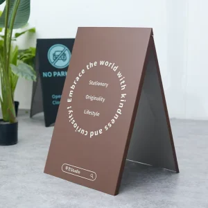 Custom Designed Stainless Steel Door Foldable Floor Signage Storefront Furniture Display Stand for Customers’ Solicitation
