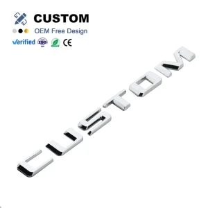 Custom Designs Diy Abs Plastic Chrome Silver Black Car Letters Emblem Stickers With Self-adhesive