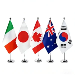 Custom Desk Flag with Double Sided Digital Printing Polyester Material Aluminum Flagpole Custom Logo Design