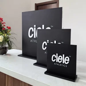 Custom Desk Top Sign Free Standing Table Sign Brand Logo Display Sign Advertising Counter Display Logo Acrylic Letter Sign