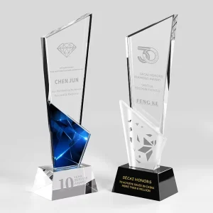 Custom Diamond Crystal Award Blank UV Printing Glass Trophy Cup for Laser Engraving