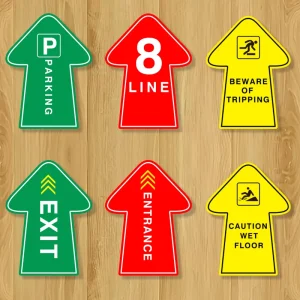 Custom Die Cut Anti Slip Self Adhesive Pvc Arrow Ground Sign Floor Stickers Waterproof Vinyl Floor Decals