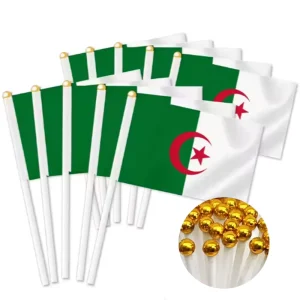 Custom Digital Printed Algeria Handheld Waving Flags 14*21cm 20*30cm Outdoor Sports Game Election Events Made