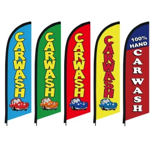 Custom Digital Printed Polyester Outdoor Advertising Banner Excluding Poles Promotional Beach Flag for Business Car Wash Flag