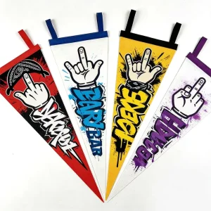 Custom Digital Printing Eco Friendly Triangle Hanging Custom Mini Felt Pennant Flags Felt Pennant Banner Promotional