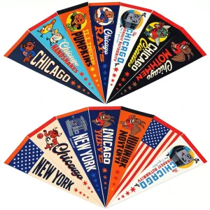 Custom Digital Printing Eco-Friendly Triangle Hanging Flag Banner Pennant Handmade Felt Flag