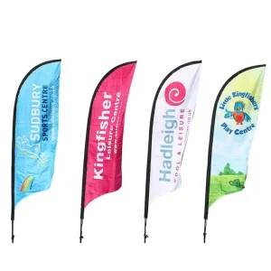 Custom Double Sided Advertising Teardrop Feather Pennant Flags Aluminum Flagpole for Outdoor Use