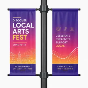 Custom Double Sided Display Banner Sign for Street Light Pole Promotional Flag & Banner