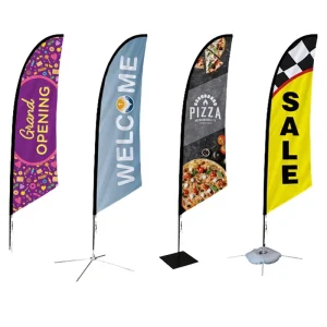 Custom Double Sided Polyester Fabric Pennant Feather Flag Kit Fiberglass Portable Flying Style Advertising Promotion Signs