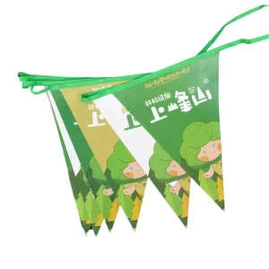 Custom Double Sided Printed PVC Triangle Banner Polyester Fiber Pennant String Hanging Flag for Outdoor Party Shop Decoration