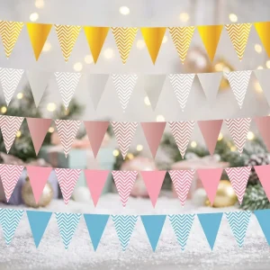 Custom Double Sided Printing Triangle Pennant Banner Sport Bunting Flags Hanging String Decor for Party Festival Gathering