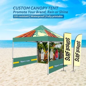 Custom Dye Sublimation Print Waterproof Fire Retardant Promotional Folding Event Pop Canopy Tent Heavy Duty Advertising Display