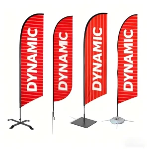 Custom Dye Sublimation Printed Durable Outdoor Business Advertising Flying Beach Flags Banners Polyester Feather Flag Aluminium