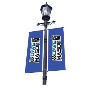 Custom Dye Sublimation Printing Street Flag Advertising Hang Rectangle Flag Road Light Lamp Pole Flag