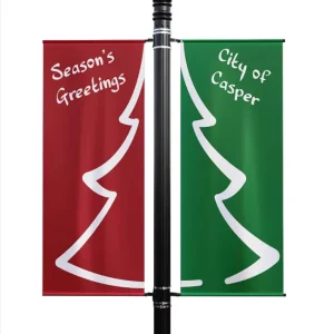 Custom Dye Sublimation Printing Street Flag Advertising Rectangle Flag Road Light Lamp Pole Flag
