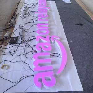 Custom Eco Friendly Aluminum Mirror Backlit Letters Dynamic RGB Fluorescent IP67 Waterproof Indoor Office Decoration Signage