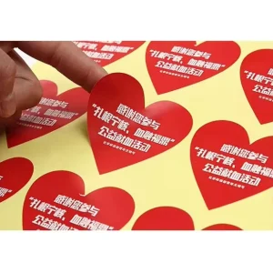Custom Eco Friendly Paper Self Adhesive Heart Shape Waterproof Valentine’s Day Label Sticker