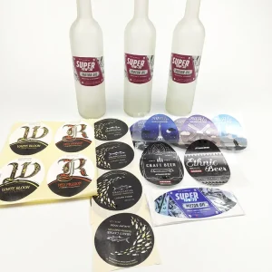 Custom Eco Friendly Transparent White Vinyl Adhesive Logo Labels for Glass Bottles Beverage Juice Jar Packaging