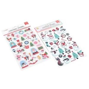 Custom Eco Friendly Waterproof Strong Adhesive Paper Stickers Christmas Themed Three dimensional Design Transparent Backing