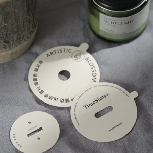 Custom Eco friendly Holographic Design Private Luxury Candle Packaging White Textured Labels Exhibition Warning Label