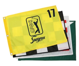 Custom Embroidery Printed Logo Hanging Style Polyester Golf Pin Flags Plastic Tube Indoor Outdoor Backyard Putting Flags