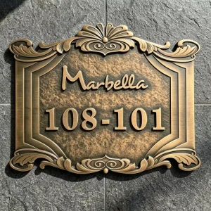 Custom Engraved Brass Plaque Metal Sign Laser Etched Name Plate with Waterproof IP65 and Wall Mount